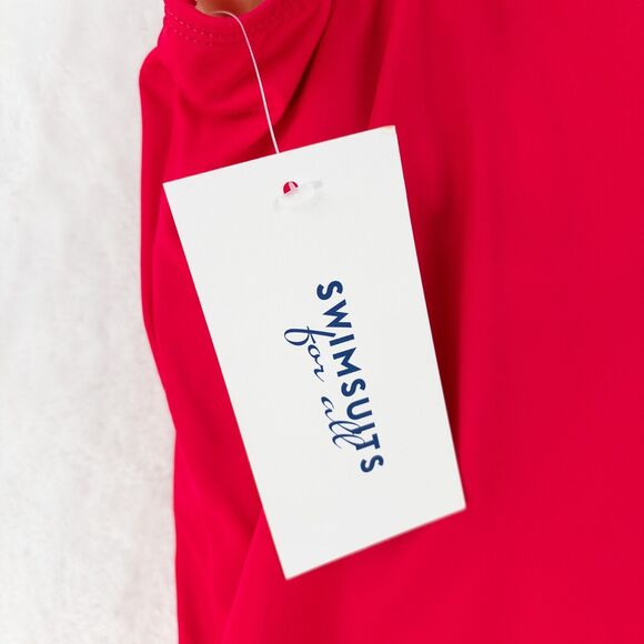 Swimsuits For All Pink Blouson Tankini Swim Top Sz 10 Shelf Bra Geometric Hem - Picture 6 of 8